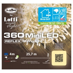 Catena Xtlg 360 Miniled Bianco Caldo 3mm Controller 8g Timer Trasformatore Esterno Cavo Trasp. 4+25,7m di Lotti