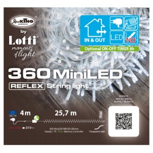 Catena Xtlg 360 Miniled Bianco 3mm Controller 8g Timer Trasformatore Esterno Cavo Trasp. 4+25,7m di Lotti
