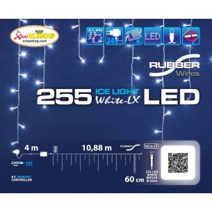 Ice Light 255 Led Bianco 5mm Controller 8g 24v Esterno Cavo Bianco 4m+1088xh60cm di Lotti