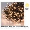 Catena Nastro Minicluster O6cm Ntl 1000 Led Bianco Caldo 5mm Controller 8g Timer Trasformatore Esterno Cavo Verde 4+20,5m