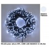 Catena Nastro Minicluster Diametro 6cm Ntl 1000 Led Bianco 5mm Controller 8g Timer Trasformatore Esterno Cavo Verde 4+20,5m