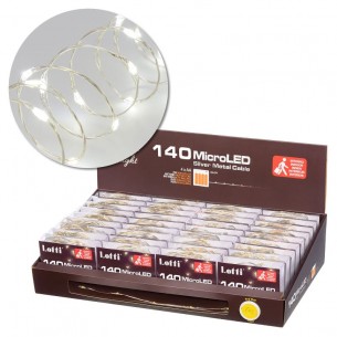 Luci in Filo Metallico a Batteria Bianco in Metallo 140 Mini Led Uso Interno Filo Argento a Batteria di Lotti