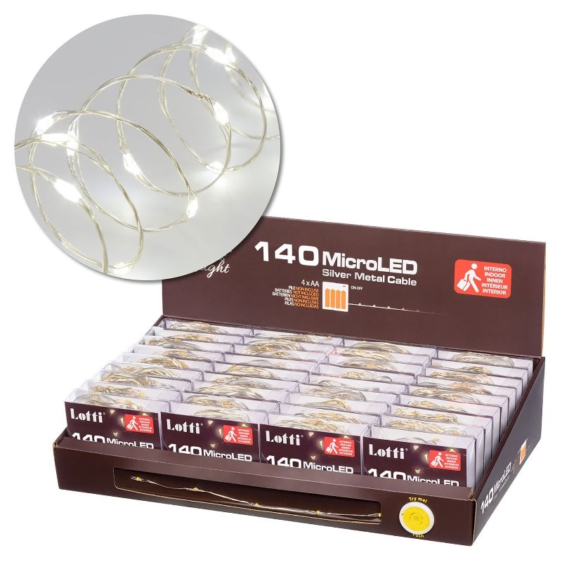 Luci in Filo Metallico a Batteria Bianco in Metallo 140 Mini Led Uso Interno Filo Argento a Batteria di Lotti
