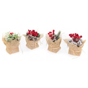 Bouquet Natalizio con Yuta H. Cm 14x10x10 Decori Assoriti di Mercury Srl