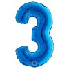 Palloncino Mylar 14'' (35cm) Numero 3 Blue di Grabo Srl