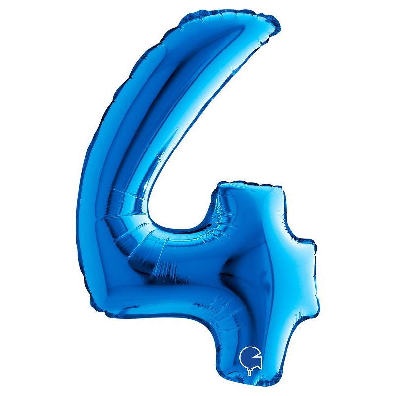 Palloncino Mylar 14'' (35cm) Numero 4 Blue di Grabo Srl