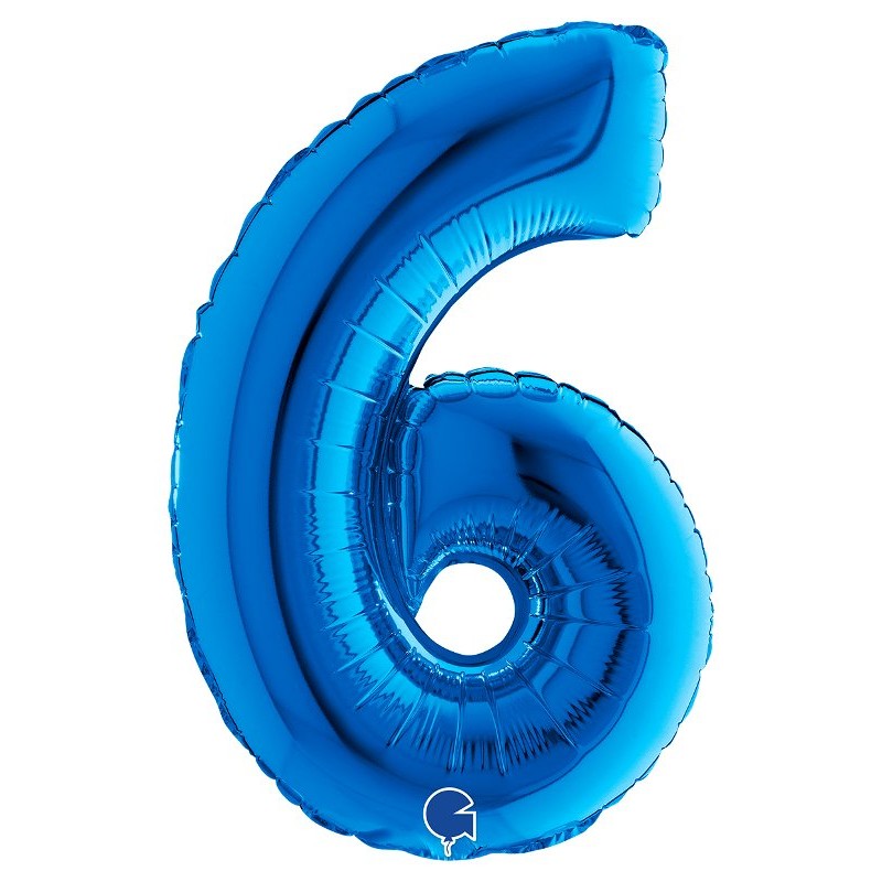 Palloncino Mylar 14'' (35cm) Numero 6 Blue di Grabo Srl