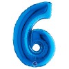 Palloncino Mylar 14'' (35cm) Numero 6 Blue di Grabo Srl