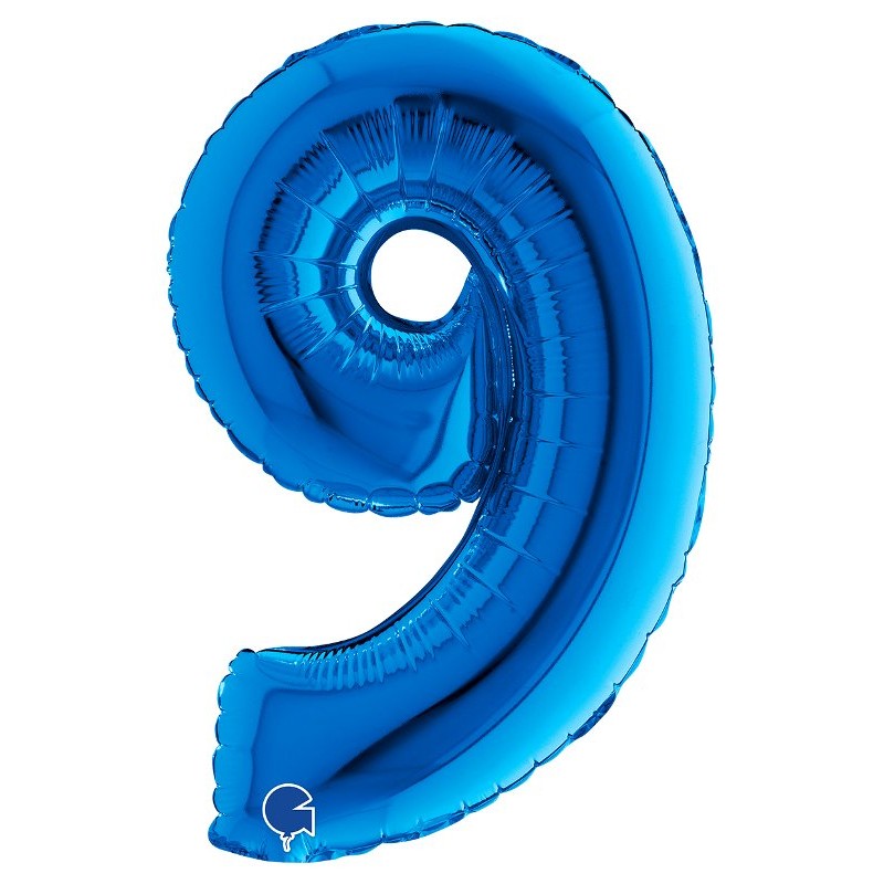 Palloncino Mylar 14'' (35cm) Numero 9 Blue di Grabo Srl
