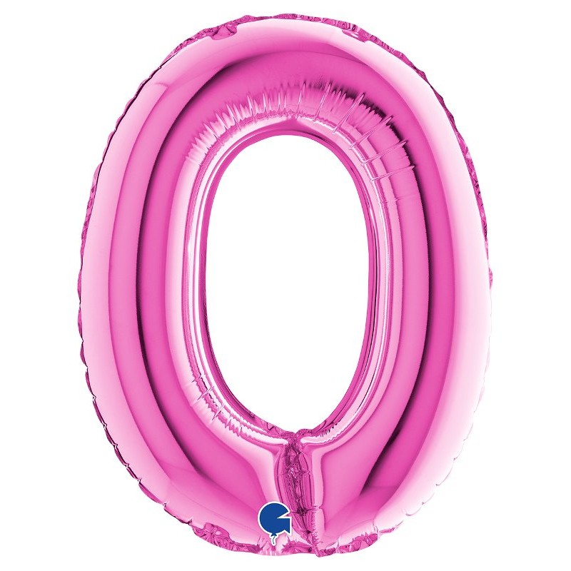 Palloncino Mylar 14'' (35cm) Numero 0 Fuxia di Grabo Srl