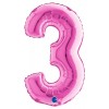 Palloncino Mylar 14'' (35cm) Numero 3 Fuxia di Grabo Srl