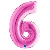 Palloncino Mylar 14'' (35cm) Numero 6 Fuxia di Grabo Srl