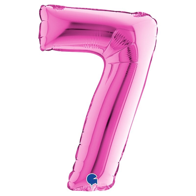 Palloncino Mylar 14'' (35cm) Numero 7 Fuxia di Grabo Srl