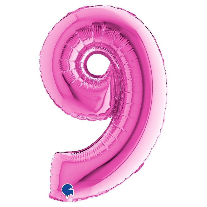 Palloncino Mylar 14'' (35cm) Numero 9 Fuxia di Grabo Srl