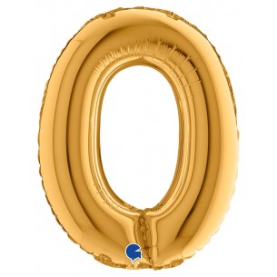 Palloncino Mylar 14'' (35cm) Numero 0 Gold (Oro) di Grabo Srl