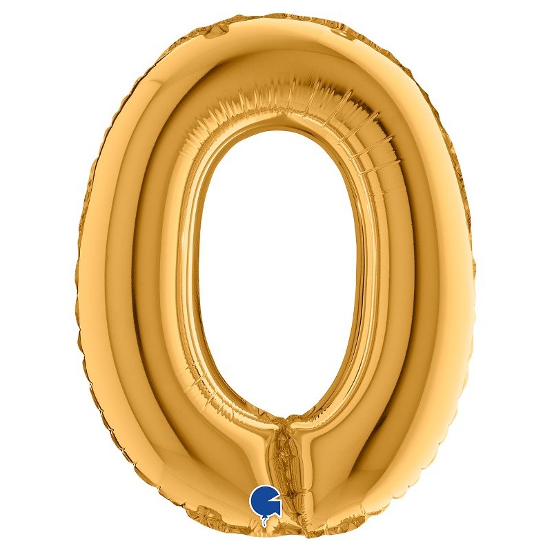 Palloncino Mylar 14'' (35cm) Numero 0 Gold (Oro) di Grabo Srl