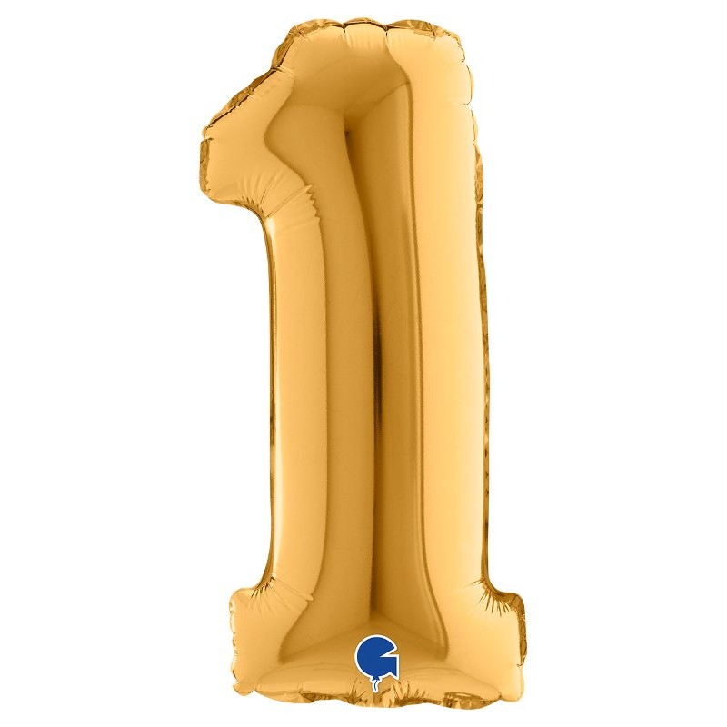 Palloncino Mylar 14'' (35cm) Numero 1 Gold (Oro) di Grabo Srl