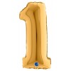 Palloncino Mylar 14'' (35cm) Numero 1 Gold (Oro) di Grabo Srl