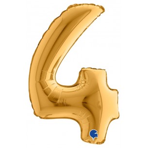 Palloncino Mylar 14'' (35cm) Numero 4 Gold (Oro) di Grabo Srl