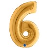 Palloncino Mylar 14'' (35cm) Numero 6 Gold (Oro) di Grabo Srl
