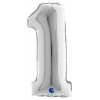 Palloncino Mylar 14'' (35cm) Numero 1 Silver (Argento) di Grabo Srl
