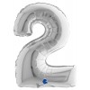 Palloncino Mylar 14'' (35cm) Numero 2 Silver (Argento) di Grabo Srl