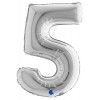 Palloncino Mylar 14'' (35cm) Numero 5 Silver (Argento) di Grabo Srl