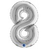 Palloncino Mylar 14'' (35cm) Numero 8 Silver (Argento) di Grabo Srl