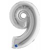 Palloncino Mylar 14'' (35cm) Numero 9 Silver (Argento) di Grabo Srl