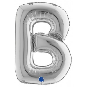 Palloncino Mylar 14'' (35cm) Lettera B Silver (Argento) di Grabo Srl
