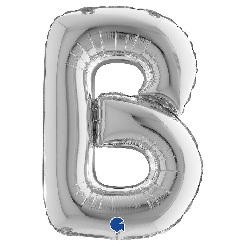 Palloncino Mylar 14'' (35cm) Lettera B Silver (Argento) di Grabo Srl