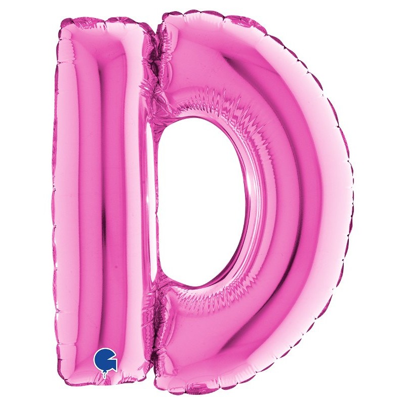 Palloncino Mylar 14'' (35cm) Lettera D Fuxia di Grabo Srl