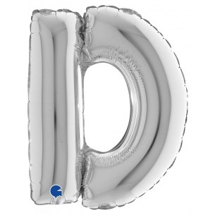 Palloncino Mylar 14'' (35cm) Lettera D Silver (Argento) di Grabo Srl