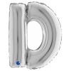 Palloncino Mylar 14'' (35cm) Lettera D Silver (Argento) di Grabo Srl