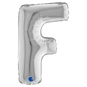 Palloncino Mylar 14'' (35cm) Lettera F Silver (Argento) di Grabo Srl