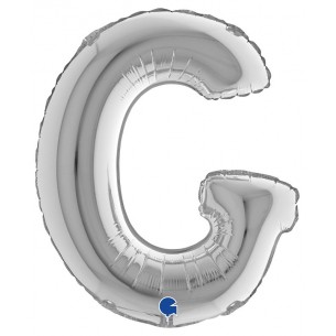 Palloncino Mylar 14'' (35cm) Lettera G Silver (Argento) di Grabo Srl