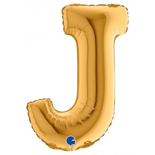 Palloncino Mylar 14'' (35cm) Lettera J Gold (Oro) di Grabo Srl