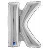 Palloncino Mylar 14'' (35cm) Lettera K Silver (Argento) di Grabo Srl