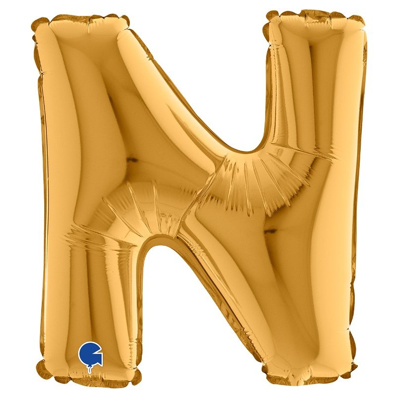Palloncino Mylar 14'' (35cm) Lettera N Gold (Oro) di Grabo Srl