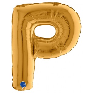 Palloncino Mylar 14'' (35cm) Lettera P Gold (Oro) di Grabo Srl