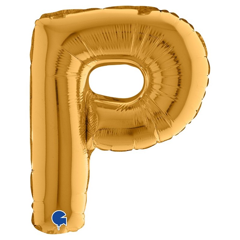 Palloncino Mylar 14'' (35cm) Lettera P Gold (Oro) di Grabo Srl