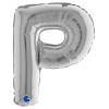 Palloncino Mylar 14'' (35cm) Lettera P Silver (Argento) di Grabo Srl