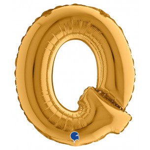 Palloncino Mylar 14'' (35cm) Lettera Q Gold (Oro) di Grabo Srl