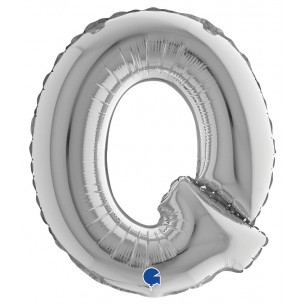 Palloncino Mylar 14'' (35cm) Lettera Q Silver (Argento) di Grabo Srl