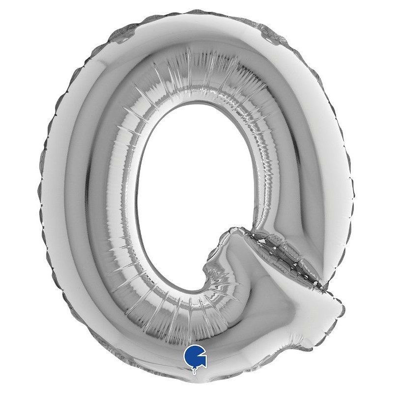 Palloncino Mylar 14'' (35cm) Lettera Q Silver (Argento) di Grabo Srl