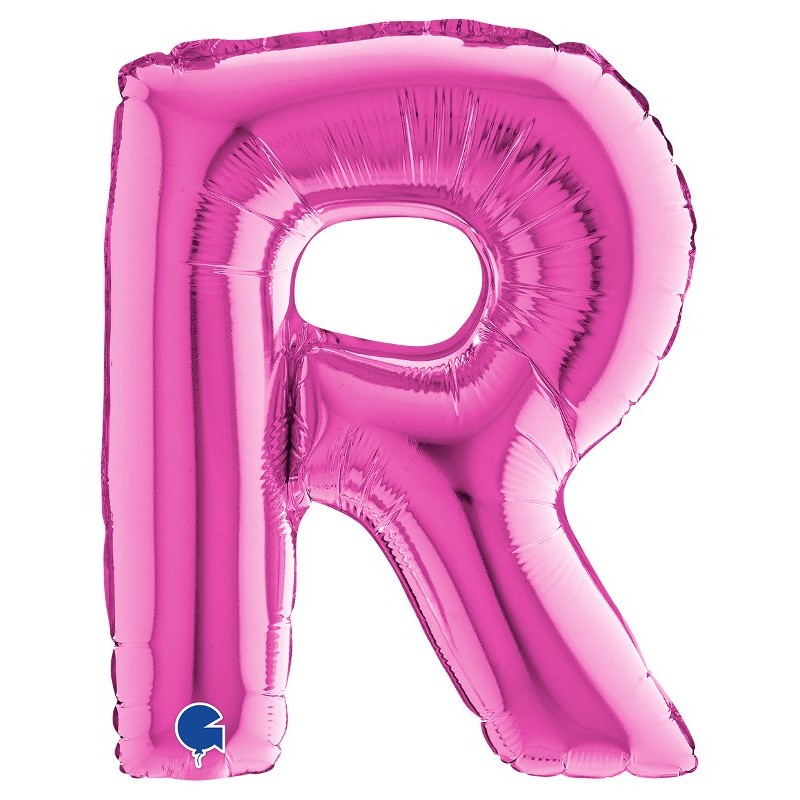 Palloncino Mylar 14'' (35cm) Lettera R Fuxia di Grabo Srl