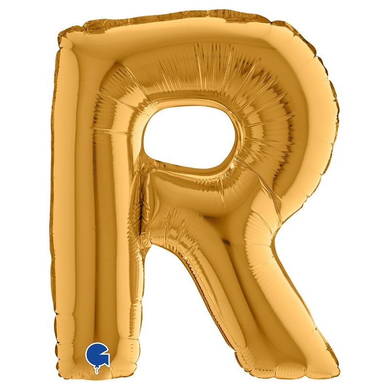 Palloncino Mylar 14'' (35cm) Lettera R Gold (Oro) di Grabo Srl