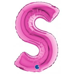 Palloncino Mylar 14'' (35cm) Lettera S Fuxia di Grabo Srl