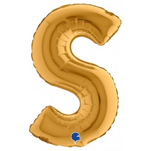 Palloncino Mylar 14'' (35cm) Lettera S Gold (Oro) di Grabo Srl