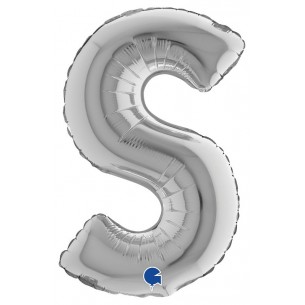 Palloncino Mylar 14'' (35cm) Lettera S Silver (Argento) di Grabo Srl